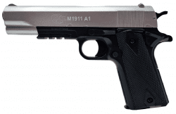Cybergun Colt 1911A1 Dual Tone Metal Slide Fjäderdriven Pistol - Silver/Svart
